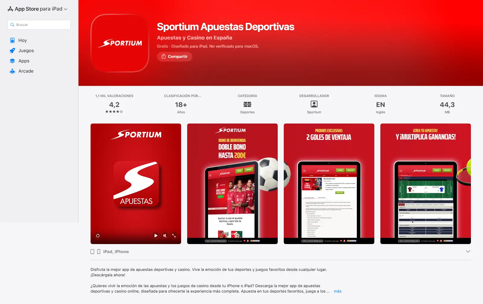 App de Sportium Casino: iPhone, Android y experiencia móvil