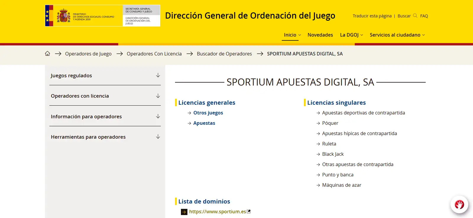 Licencia de Sportium en España: qué confirma la DGOJ
